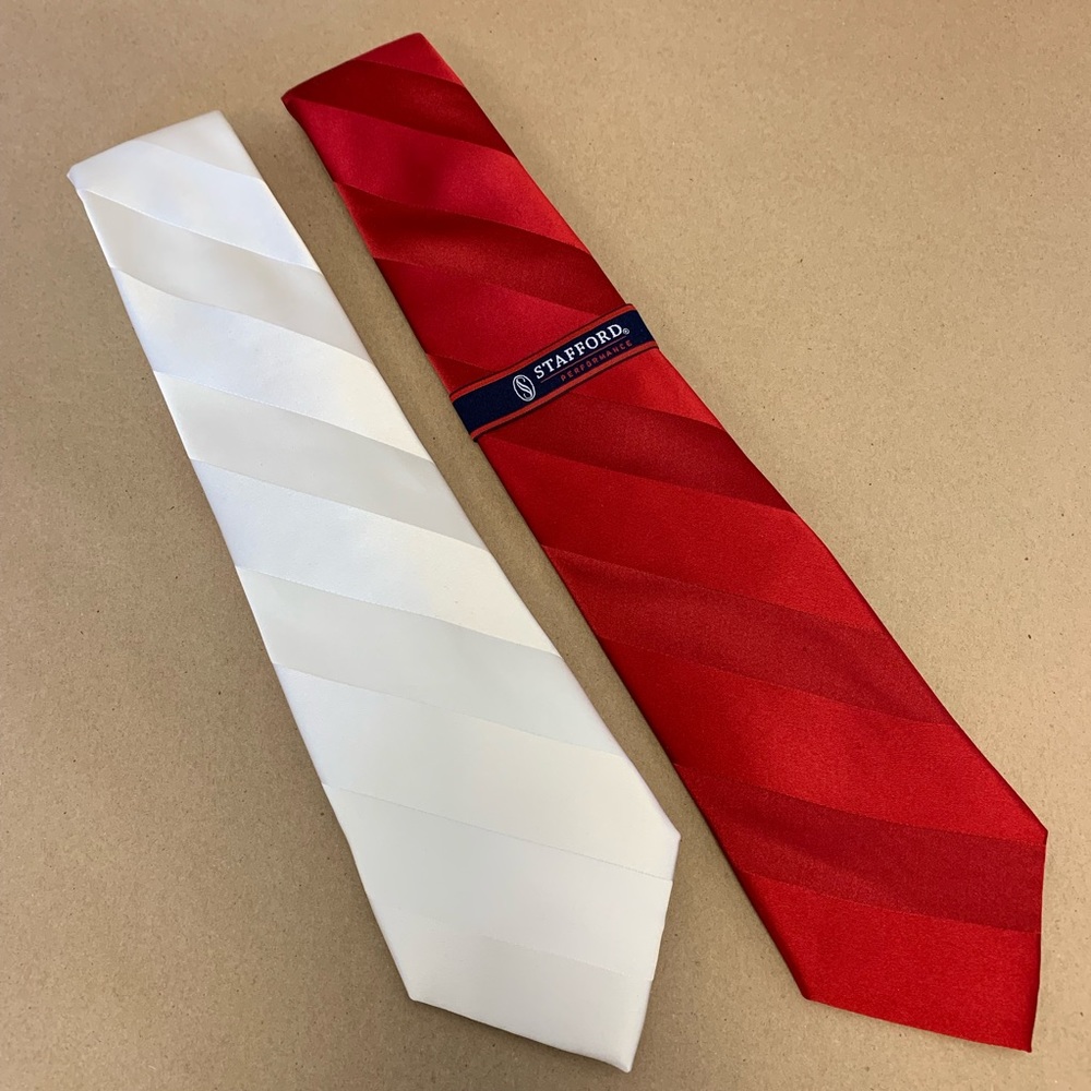 Men’s Stafford red and white shiny 100% silk ties